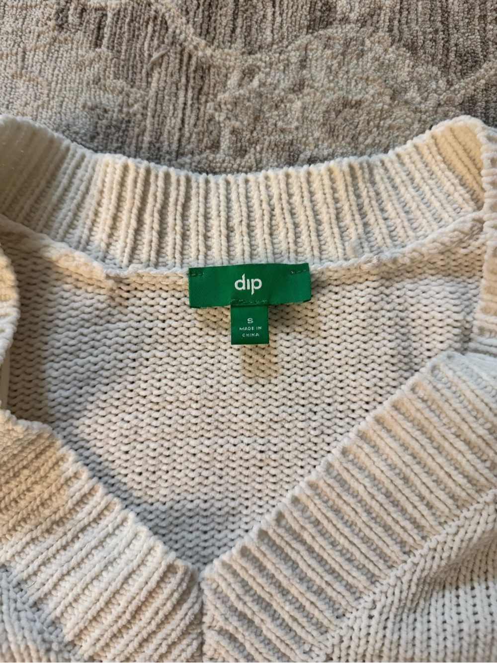 dip Women's V-Neck Sweater in Oatmeal - Picture 3 of 3